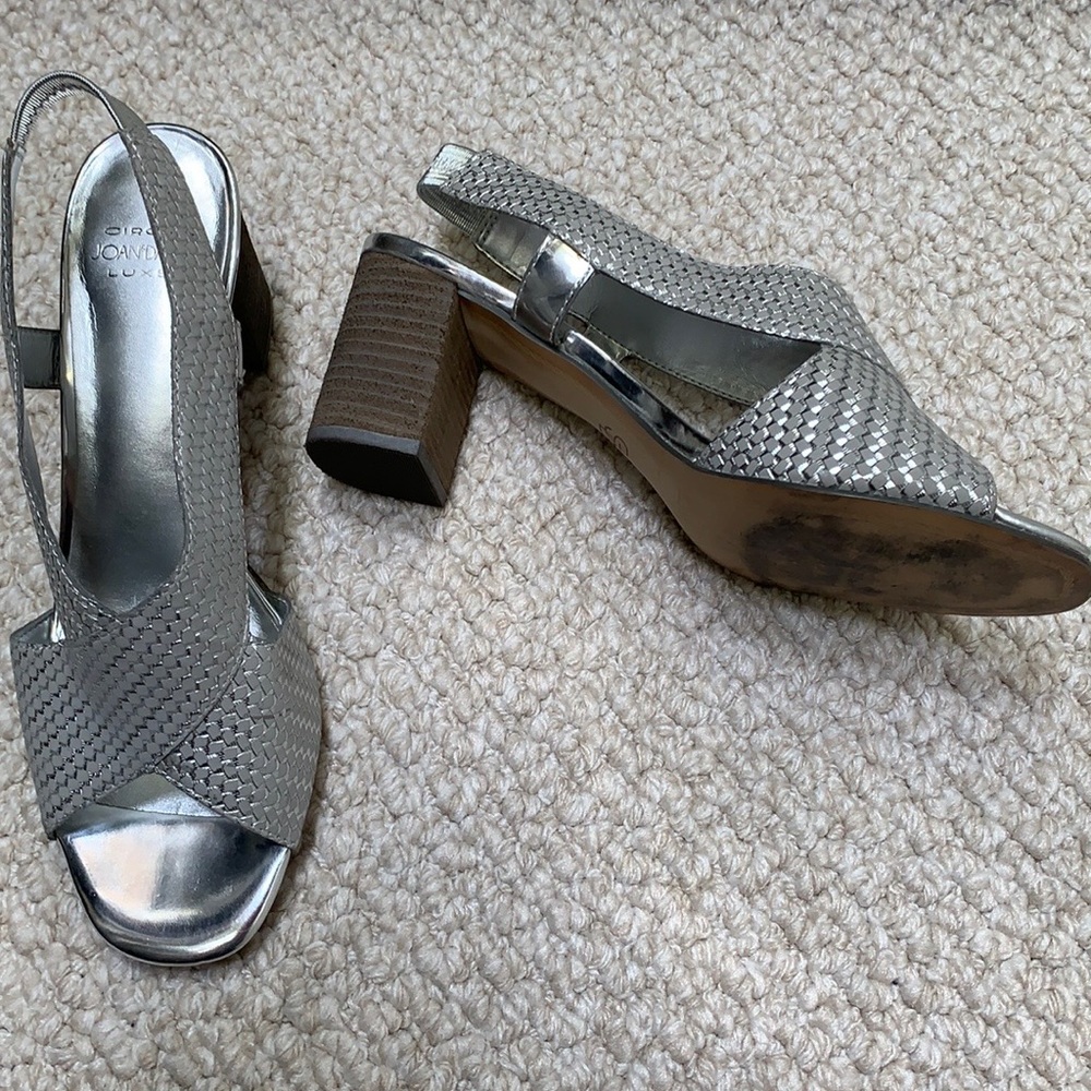 Joan&David Luxe silver sandals.